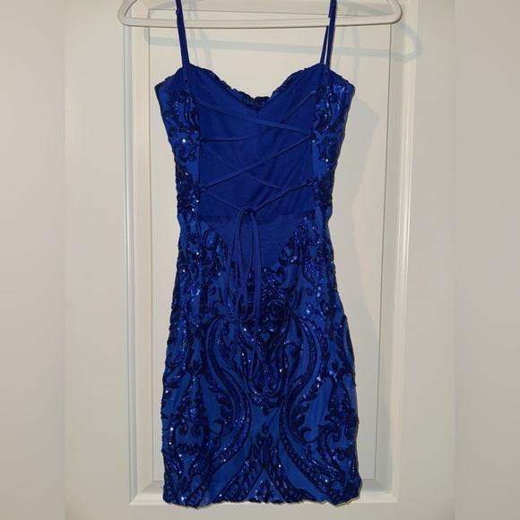 Aitana Lace-Up Bodycon Sequin Mini Dress by Windsor Sz Small - Picture 5 of 7